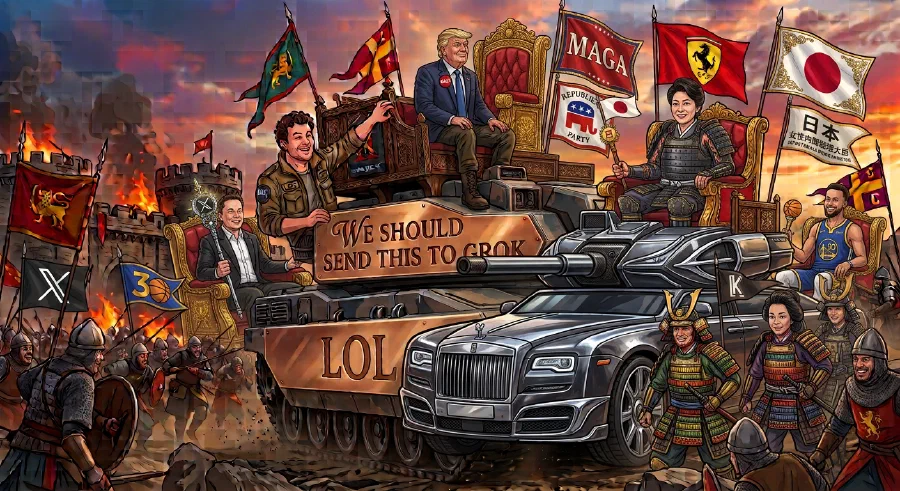 Tank with Trump and Japan PM